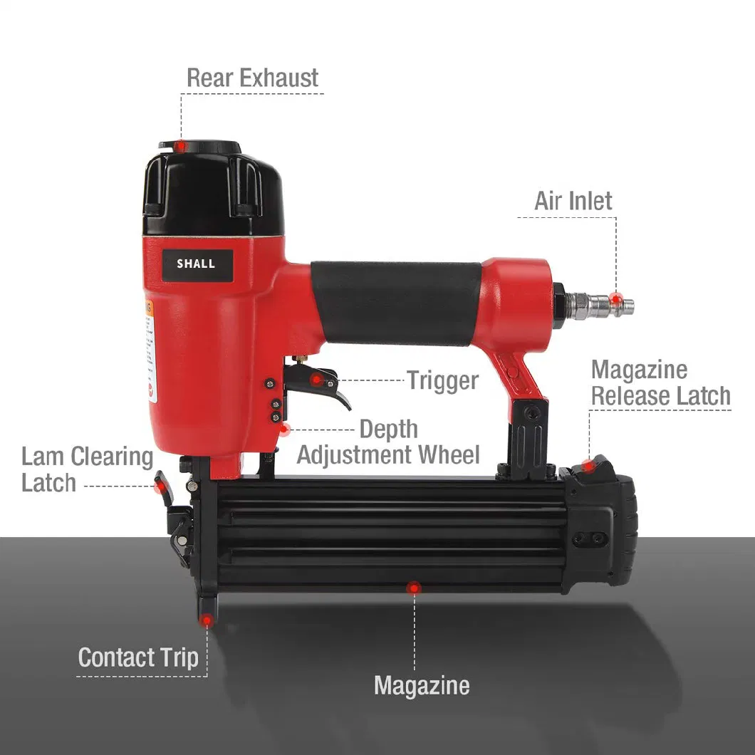 Shall St64 Pneumatic Nail Gun 14 Gauge Heavy Duty Concrete T Nailer 23/32 " to 2-1/2", Air Nailer for Hardwood to Concrete